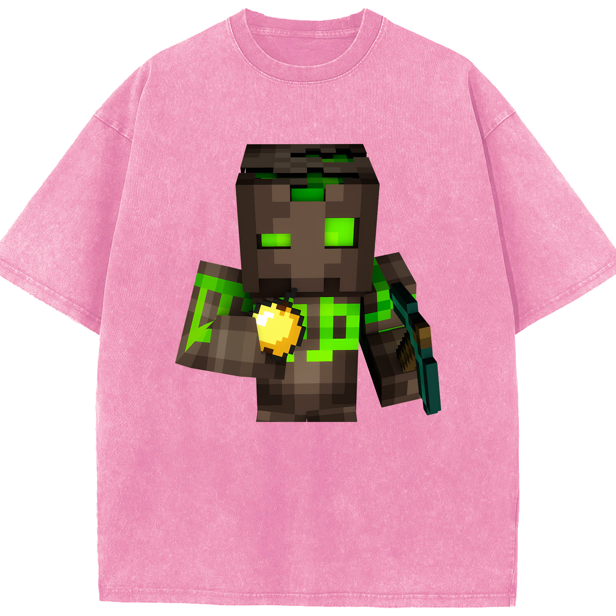 （画像用） マインクラフト ブロックの世界 Minecraft MC Block world 綿100% ヴィンテージ風 半袖Tシャツ（フロントプリント）
